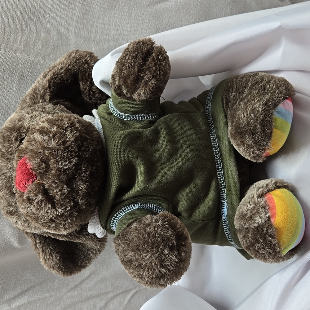 Doggy, Hooded Sweatshirt, Pup Crew, Front Pocket, Olive Green, Knit, Stretch